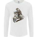 Scooter Skull Motorcycle Biker MOD Mens Long Sleeve T-Shirt White