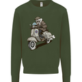 Scooter Skull Motorcycle Biker MOD Mens Sweatshirt Jumper Forest Green