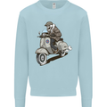 Scooter Skull Motorcycle Biker MOD Mens Sweatshirt Jumper Light Blue