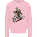 Scooter Skull Motorcycle Biker MOD Mens Sweatshirt Jumper Light Pink