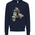 Scooter Skull Motorcycle Biker MOD Mens Sweatshirt Jumper Navy Blue