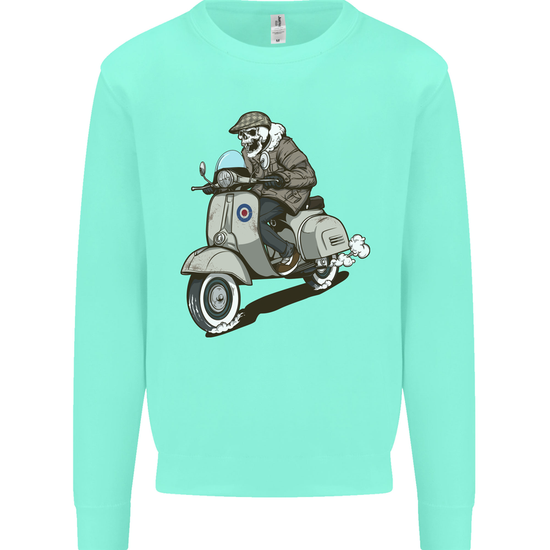Scooter Skull Motorcycle Biker MOD Mens Sweatshirt Jumper Peppermint