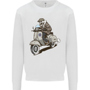 Scooter Skull Motorcycle Biker MOD Mens Sweatshirt Jumper White