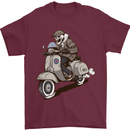 Scooter Skull Motorcycle Biker MOD Mens T-Shirt 100% Cotton Maroon