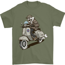 Scooter Skull Motorcycle Biker MOD Mens T-Shirt 100% Cotton Military Green