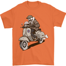 Scooter Skull Motorcycle Biker MOD Mens T-Shirt 100% Cotton Orange