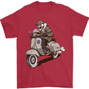 Scooter Skull Motorcycle Biker MOD Mens T-Shirt 100% Cotton Red