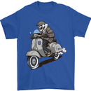 Scooter Skull Motorcycle Biker MOD Mens T-Shirt 100% Cotton Royal Blue