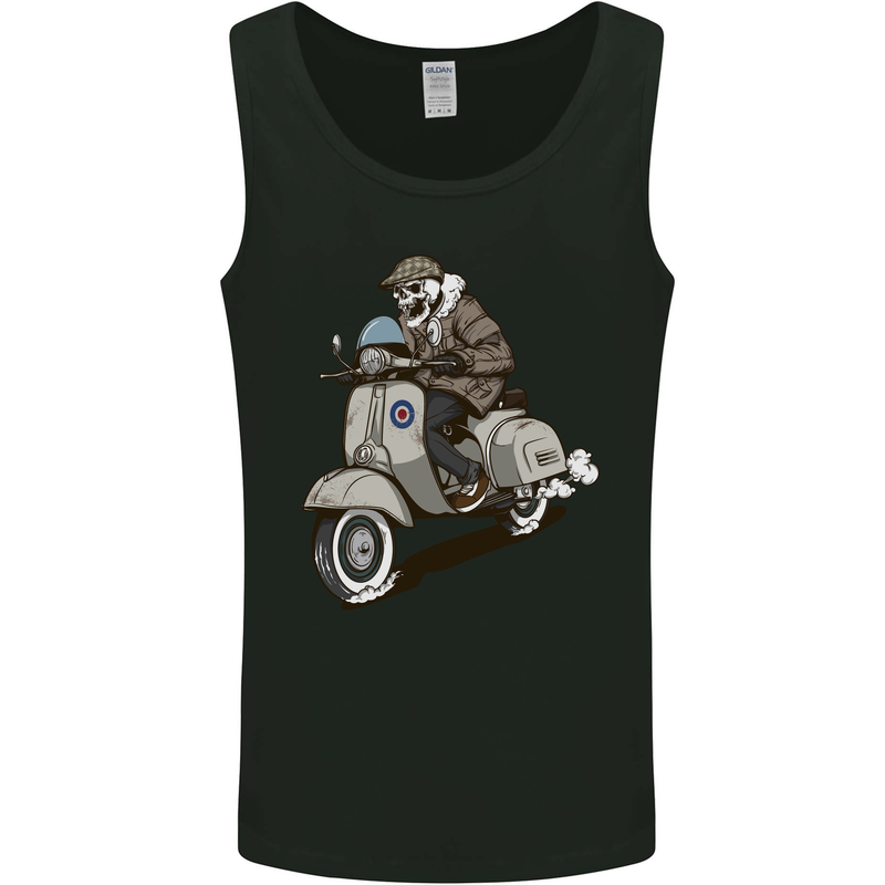 Scooter Skull Motorcycle Biker MOD Mens Vest Tank Top Black