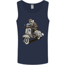 Scooter Skull Motorcycle Biker MOD Mens Vest Tank Top Navy Blue