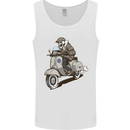Scooter Skull Motorcycle Biker MOD Mens Vest Tank Top White