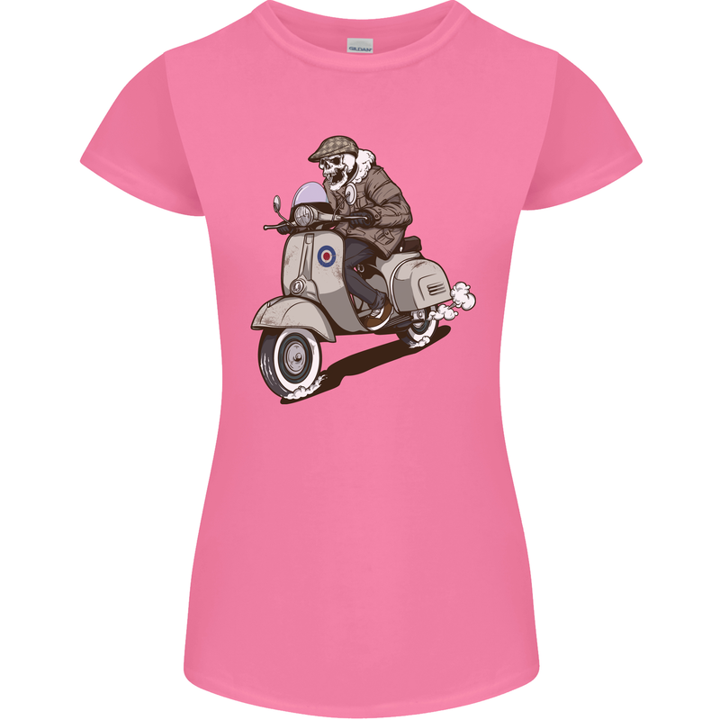 Scooter Skull Motorcycle Biker MOD Womens Petite Cut T-Shirt Azalea