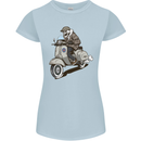 Scooter Skull Motorcycle Biker MOD Womens Petite Cut T-Shirt Light Blue