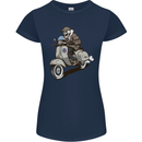 Scooter Skull Motorcycle Biker MOD Womens Petite Cut T-Shirt Navy Blue