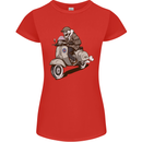 Scooter Skull Motorcycle Biker MOD Womens Petite Cut T-Shirt Red