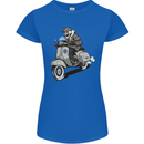 Scooter Skull Motorcycle Biker MOD Womens Petite Cut T-Shirt Royal Blue