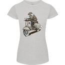 Scooter Skull Motorcycle Biker MOD Womens Petite Cut T-Shirt Sports Grey