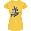 Scooter Skull Motorcycle Biker MOD Womens Petite Cut T-Shirt Yellow