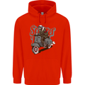 Scooter Skull Motorcycle MOD Biker Childrens Kids Hoodie Bright Red