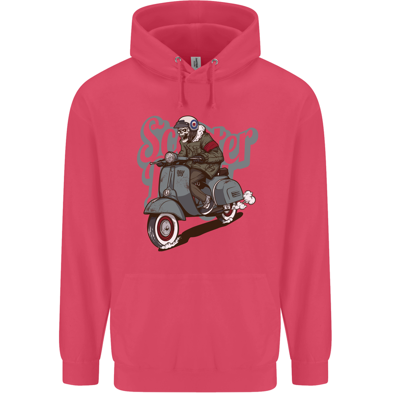 Scooter Skull Motorcycle MOD Biker Childrens Kids Hoodie Heliconia