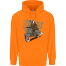 Scooter Skull Motorcycle MOD Biker Childrens Kids Hoodie Orange