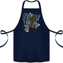 Scooter Skull Motorcycle MOD Biker Cotton Apron 100% Organic Navy Blue