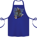 Scooter Skull Motorcycle MOD Biker Cotton Apron 100% Organic Royal Blue