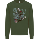 Scooter Skull Motorcycle MOD Biker Kids Sweatshirt Jumper Forest Green