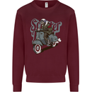 Scooter Skull Motorcycle MOD Biker Kids Sweatshirt Jumper Maroon