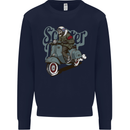 Scooter Skull Motorcycle MOD Biker Kids Sweatshirt Jumper Navy Blue