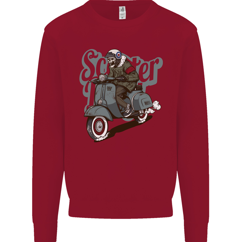 Scooter Skull Motorcycle MOD Biker Kids Sweatshirt Jumper Red