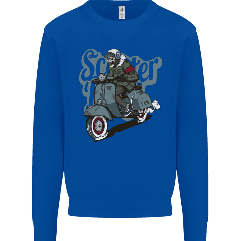 Scooter Skull Motorcycle MOD Biker Kids Sweatshirt Jumper Royal Blue