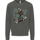 Scooter Skull Motorcycle MOD Biker Kids Sweatshirt Jumper Storm Grey