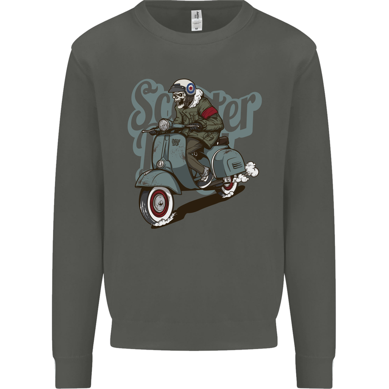 Scooter Skull Motorcycle MOD Biker Kids Sweatshirt Jumper Storm Grey