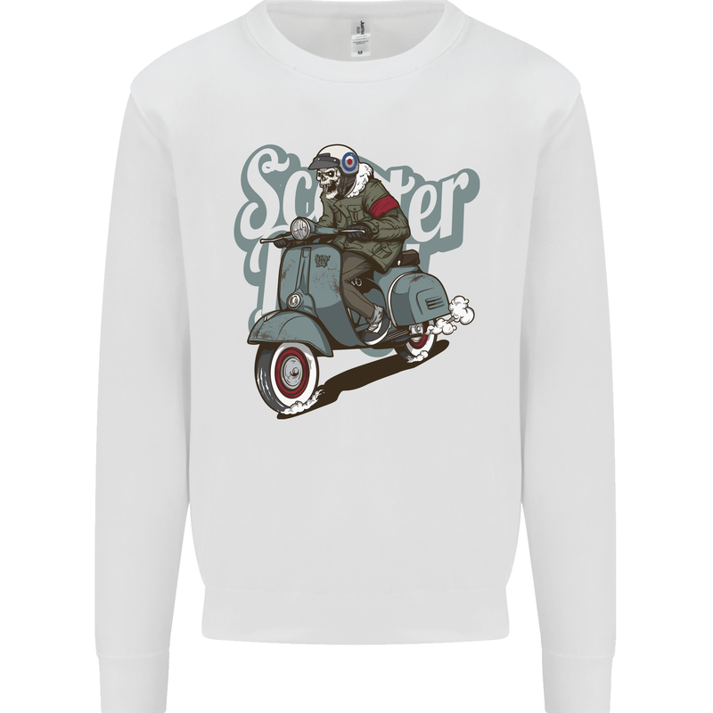 Scooter Skull Motorcycle MOD Biker Kids Sweatshirt Jumper White