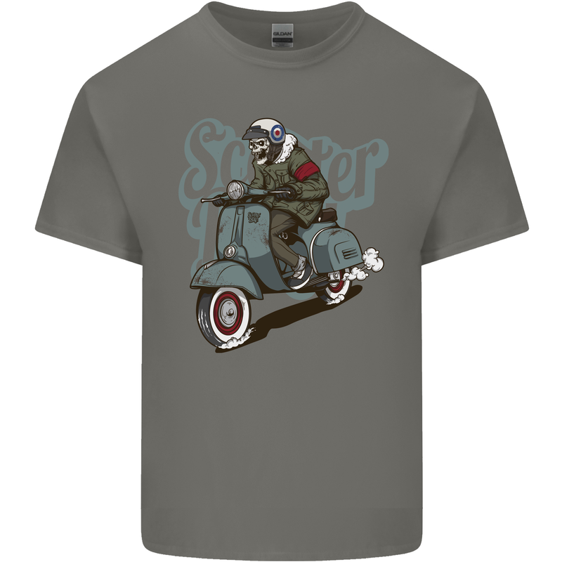 Scooter Skull Motorcycle MOD Biker Kids T-Shirt Childrens Charcoal