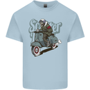 Scooter Skull Motorcycle MOD Biker Kids T-Shirt Childrens Light Blue