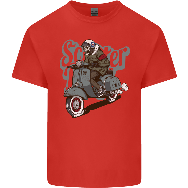 Scooter Skull Motorcycle MOD Biker Kids T-Shirt Childrens Red
