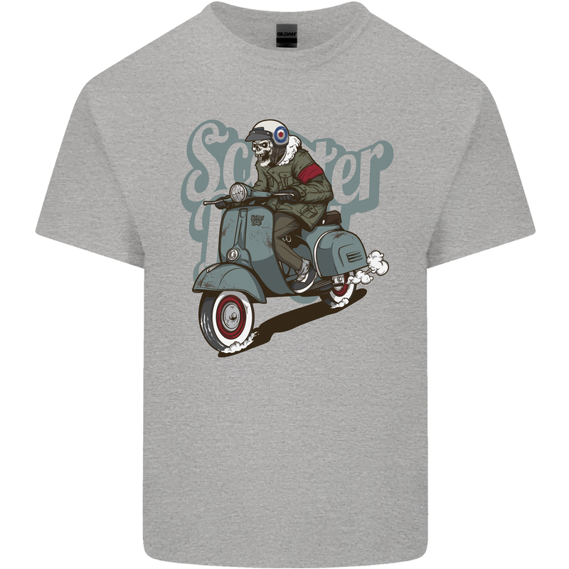 Scooter Skull Motorcycle MOD Biker Kids T-Shirt Childrens Sports Grey