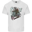 Scooter Skull Motorcycle MOD Biker Mens Cotton T-Shirt Tee Top White