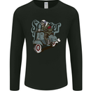 Scooter Skull Motorcycle MOD Biker Mens Long Sleeve T-Shirt Black