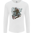 Scooter Skull Motorcycle MOD Biker Mens Long Sleeve T-Shirt White