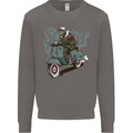 Scooter Skull Motorcycle MOD Biker Mens Sweatshirt Jumper Charcoal