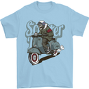 Scooter Skull Motorcycle MOD Biker Mens T-Shirt 100% Cotton Light Blue