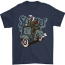 Scooter Skull Motorcycle MOD Biker Mens T-Shirt 100% Cotton Navy Blue