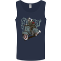 Scooter Skull Motorcycle MOD Biker Mens Vest Tank Top Navy Blue