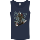 Scooter Skull Motorcycle MOD Biker Mens Vest Tank Top Navy Blue