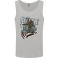 Scooter Skull Motorcycle MOD Biker Mens Vest Tank Top Sports Grey