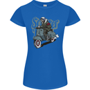 Scooter Skull Motorcycle MOD Biker Womens Petite Cut T-Shirt Royal Blue