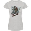 Scooter Skull Motorcycle MOD Biker Womens Petite Cut T-Shirt Sports Grey